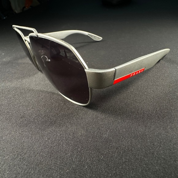 Prada Other - Prada Polarized Sunglasses Frame Men Silver Linnea Rossa SPS 57U 449-5W1 Italy